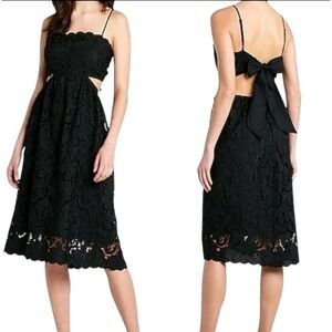 Express Black Lace Cutout Back Dress Spaghetti Strap Fit Flare Small